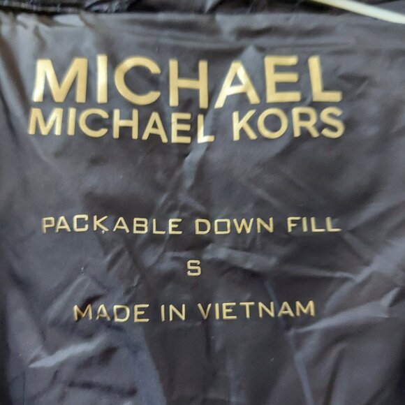 NEW WITH TAGS MICHAEL KORS QUILTED & PUFFER DARK NAVY HOODED DOWN JACKET SIZE S - Picture 2 of 8